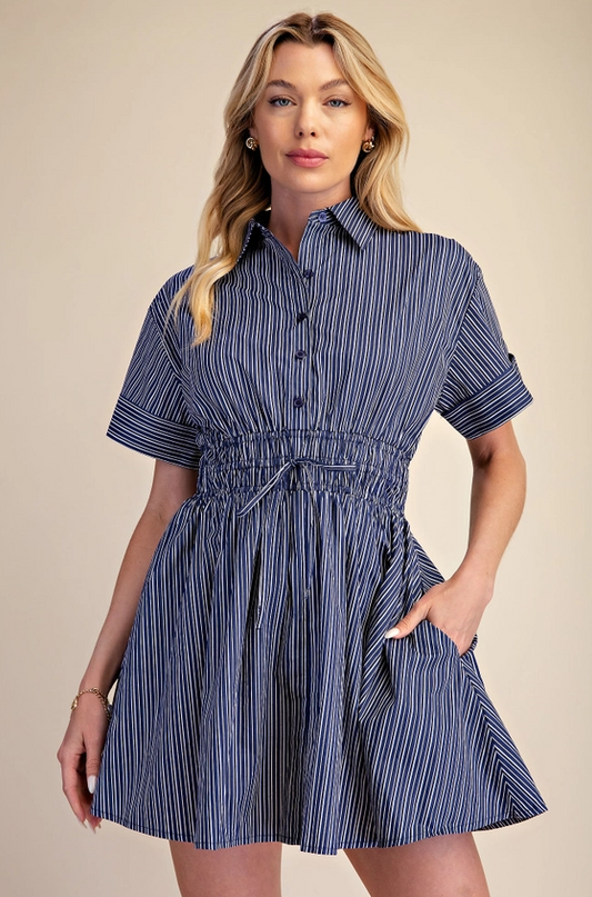 Striped Navy Mini Dress