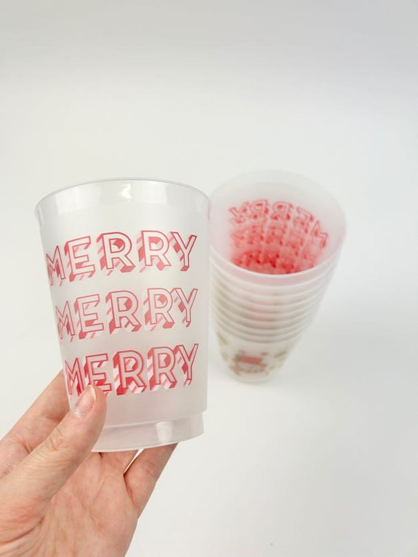 Snowman Candy Cane Frost Flex Cups Set of 10 Drinkware in  at Wrapsody