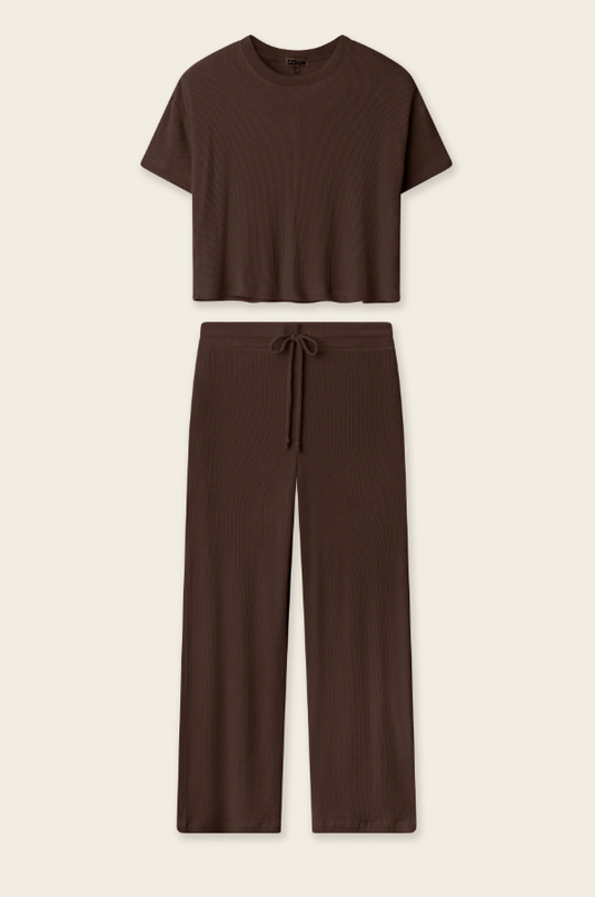 PJ Salvage Textured Essentials Chocolate Set Loungewear in at Wrapsody