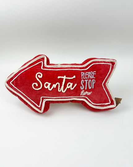 Santa Please Stop Here Arrow Pillow Pillows in at Wrapsody