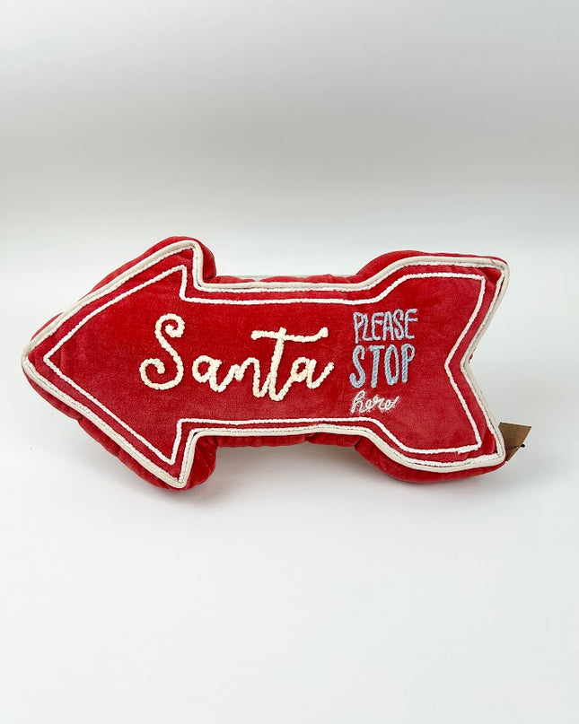 Santa Please Stop Here Arrow Pillow Pillows in at Wrapsody