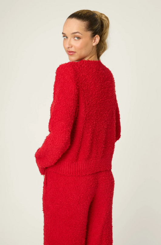 PJ Salvage Bundle Up Boucle Red Sweater Loungewear in at Wrapsody