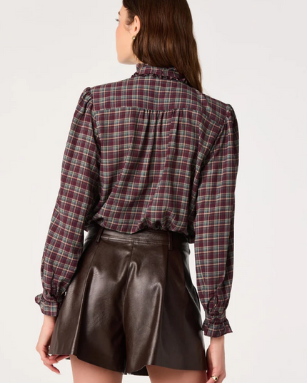 ASTR the Label Alyssa Eggplant Plaid Blouse