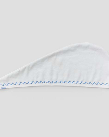 Weezie Hair Towel French Blue Embroidered Wave Bath & Body in at Wrapsody