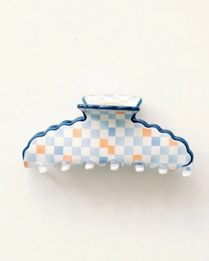 Scalloped Orange & Blue Claw Clip