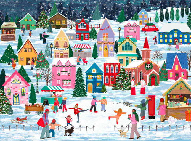 Hometown Christmas Holiday Puzzle 1000 Pieces Fun & Games in at Wrapsody