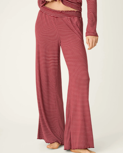 PJ Salvage Pretty Stripes Dark Wine Pants Loungewear in S at Wrapsody