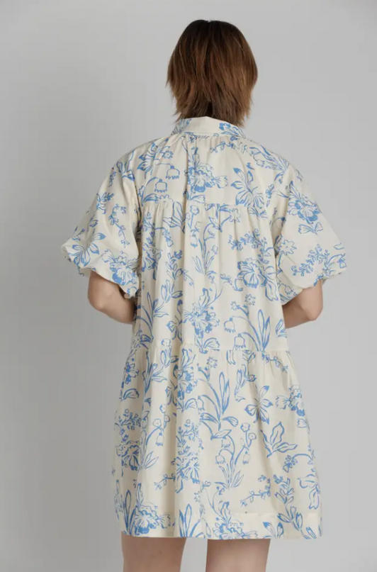 Floral Print Blue Mini Dress Dresses in at Wrapsody