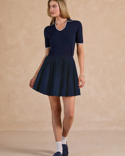 Pleated Navy Skirt Shorts in at Wrapsody