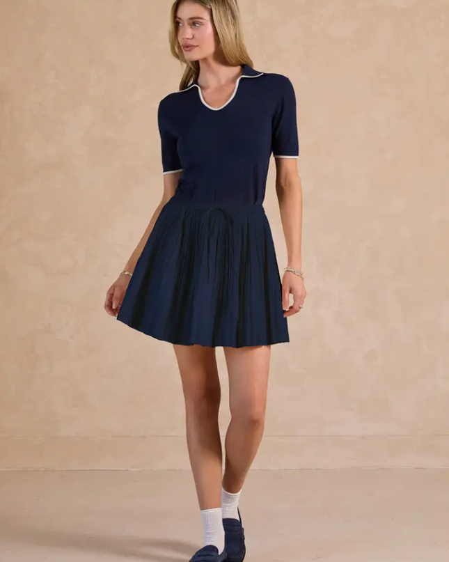 Pleated Navy Skirt Shorts in at Wrapsody
