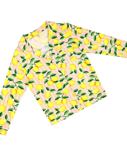Lemons & Pink Stripes PJ Set Loungewear in at Wrapsody