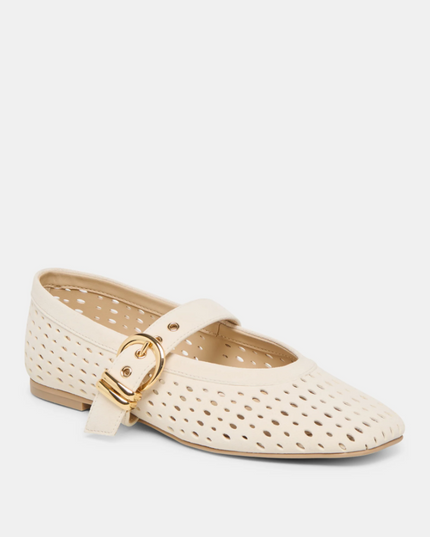 Mikel Suede Creme Flats Shoes in at Wrapsody
