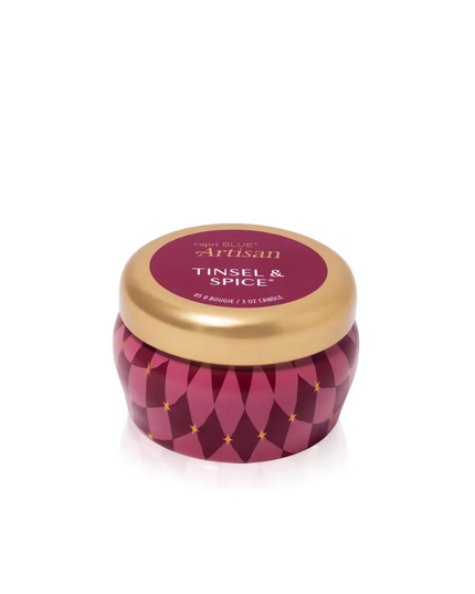 Capri Blue Winter Bazaar Mini Tin Candle - Tinsel & Spice