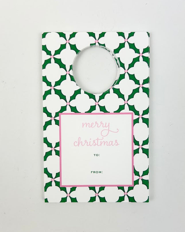 Holiday Trellis Pink Wine Tag Set Paper in  at Wrapsody