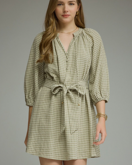 Plaid Sage Mini Dress