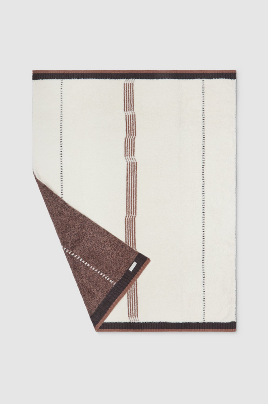 Barefoot Dreams CozyChic Sorreno Stripe Cream Throw Blankets & Throws in at Wrapsody