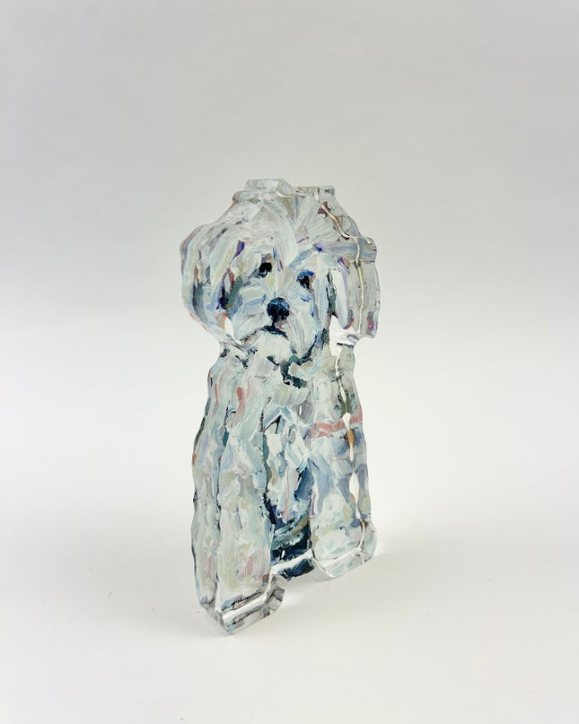 White Maltipoo Acrylic Block Home Decor in  at Wrapsody