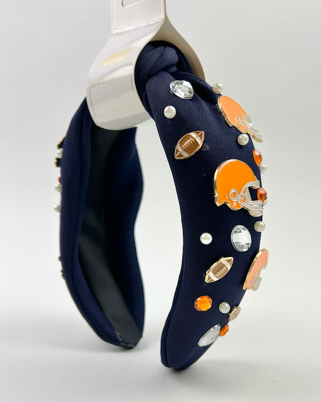 Gameday Headband Navy Hair Accessories in  at Wrapsody