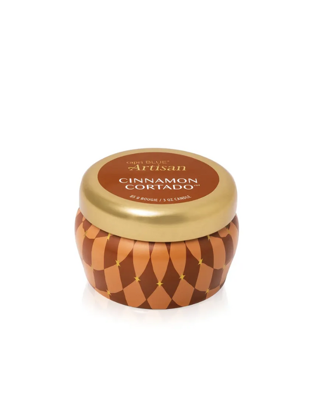 Capri Blue Winter Bazaar Mini Tin Candle - Cinnamon Cortado Candles in at Wrapsody