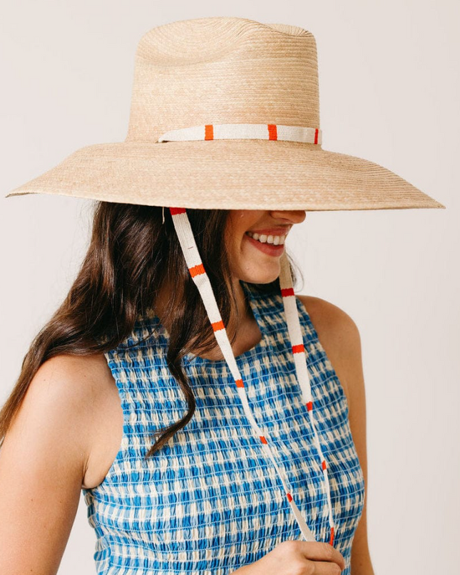 Hat Strap in Cherry Pinstripe Hair Accessories in at Wrapsody