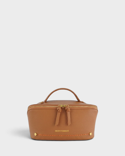 Roma Foldout Toiletry Case Cognac Pebbled Travel Accessories in at Wrapsody