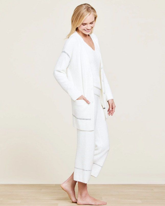 Barefoot Dreams Stitch Cardigan - Pearl/Carbon Loungewear in  at Wrapsody