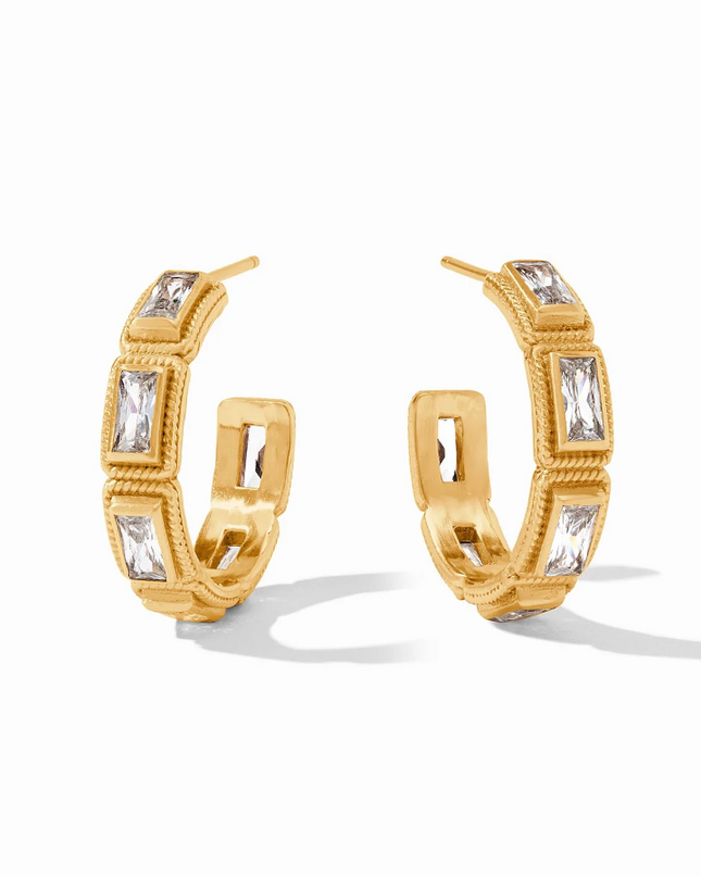 Julie Vos Baguette CZ Hoop - Small Earrings in  at Wrapsody