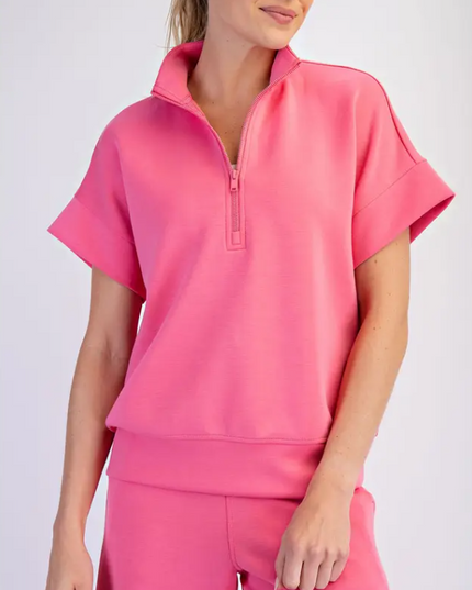 Modal Brink Pink Quarter Zip Pullover