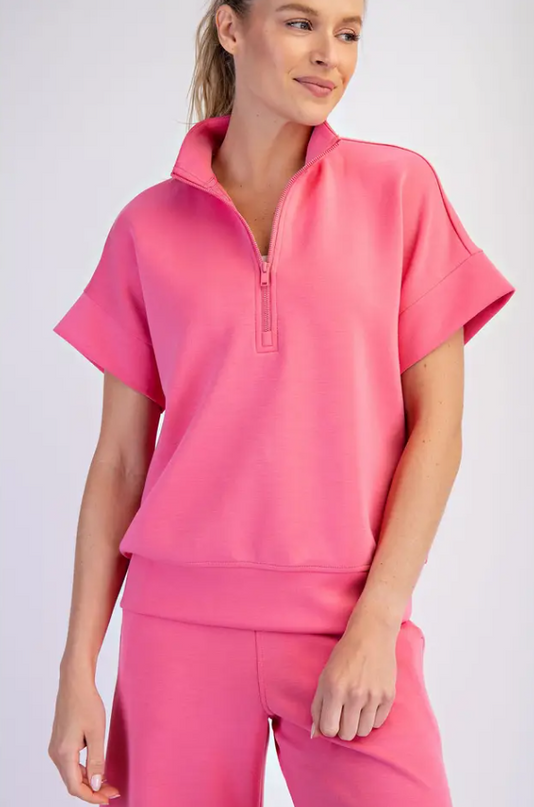 Modal Brink Pink Quarter Zip Pullover