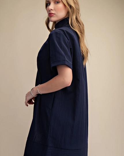 Button-Up Navy Mini Dress