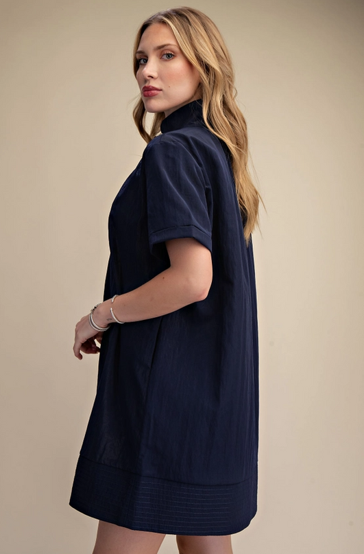 Button-Up Navy Mini Dress