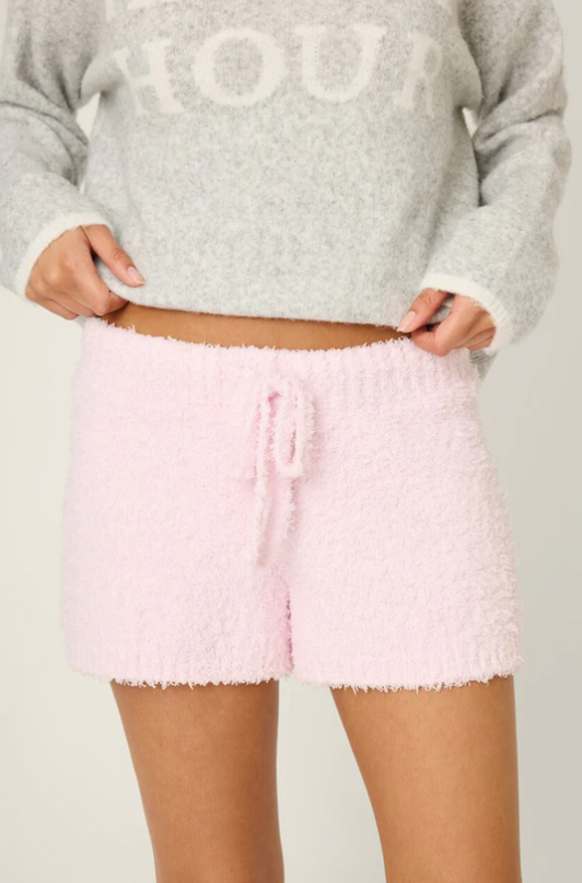 PJ Salvage Bundle Up Boucle Pink Shorts