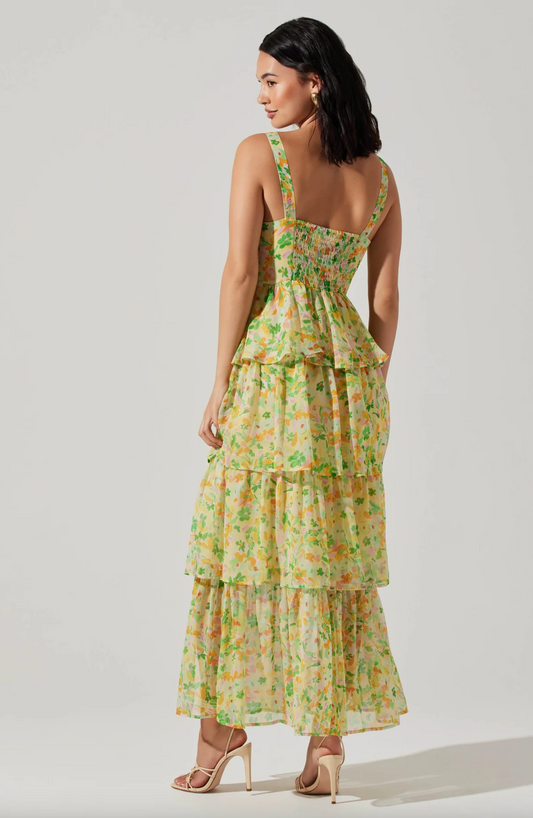 Midsummer Floral Tiered Dress Dresses in  at Wrapsody