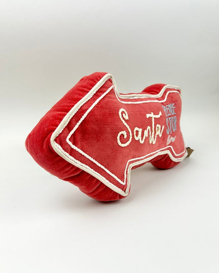 Santa Please Stop Here Arrow Pillow Pillows in at Wrapsody