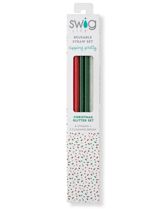 Swig Straw Set Christmas Glitter