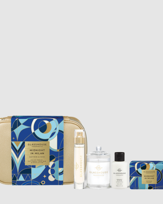 Glasshosue Christmas Travel Set - Midnight In Milan Bath & Body in  at Wrapsody