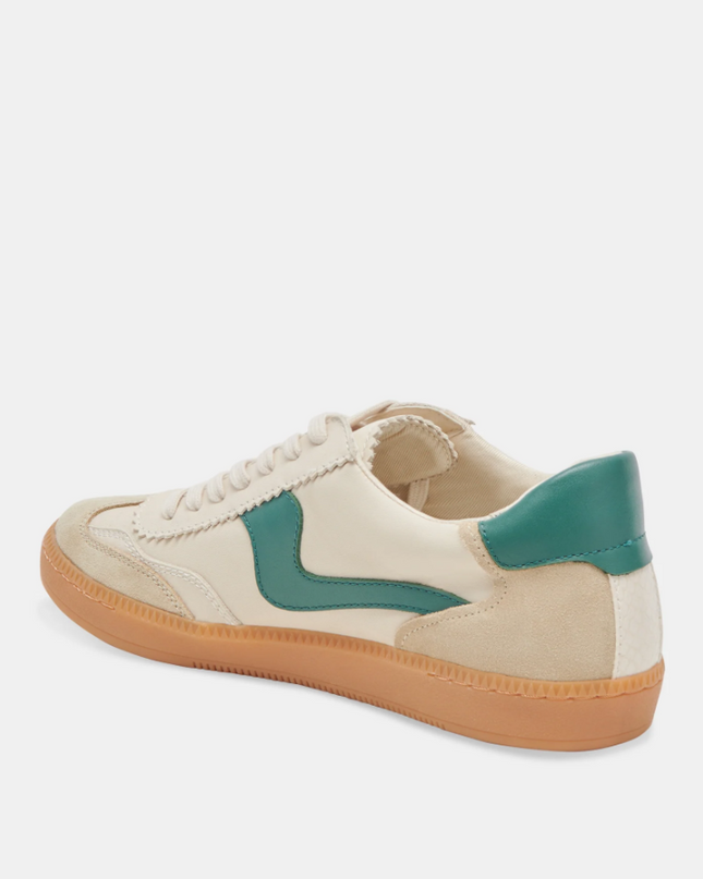 Notice Sneakers in White and Green Leather Shoes in  at Wrapsody