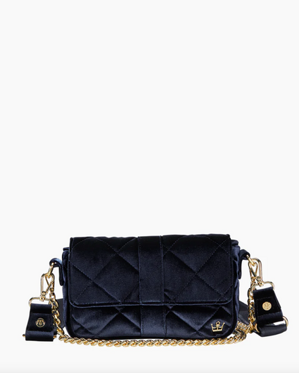 Oliver Thomas Bestie Baguette Handbags in Navy Velvet at Wrapsody