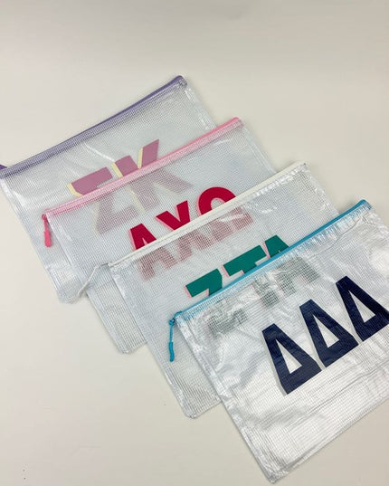Sorority Mesh Pouch Greek in Alpha Chi Omega at Wrapsody