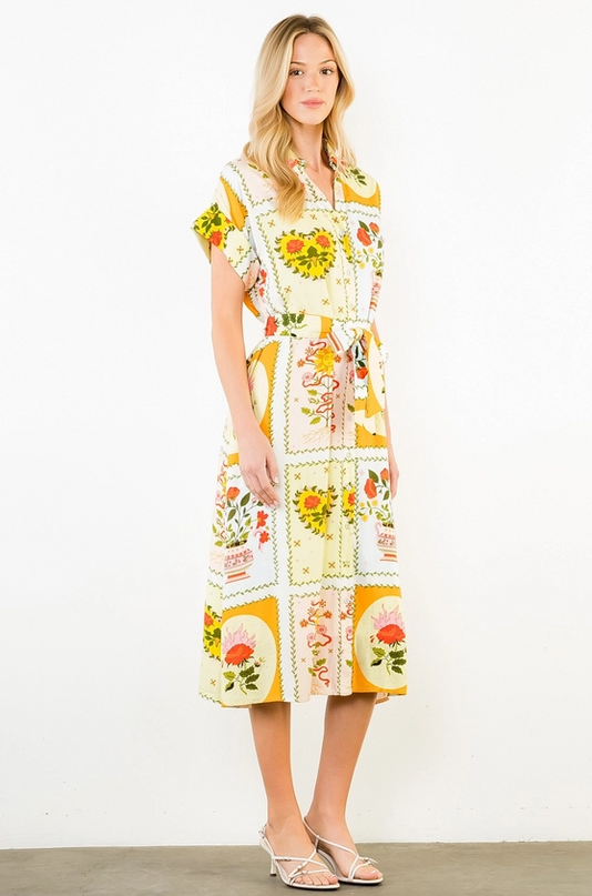 Flowers and Vases Midi Dress