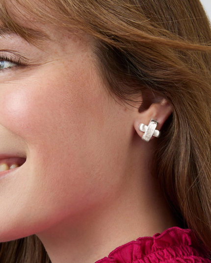 Julie Vos Catalina X Stud in Silver Earrings in at Wrapsody