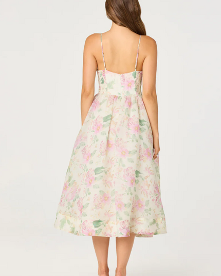 Janna Floral Pink Midi Dress Dresses in at Wrapsody