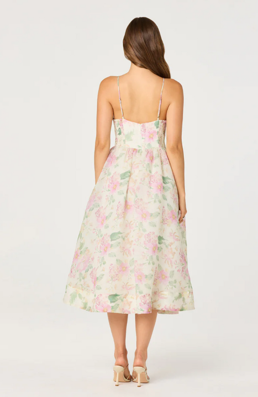 Janna Floral Pink Midi Dress Dresses in at Wrapsody