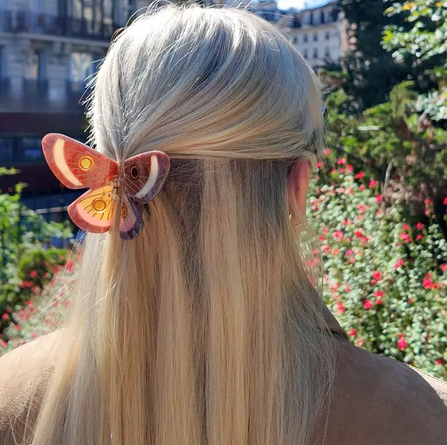 Solar Eclipse Emperor Silk Moth Hair Clip Hair Accessories in at Wrapsody