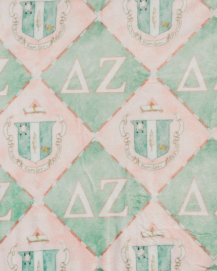 Sorority Flannel Fleece Blanket Greek in Delta Zeta at Wrapsody