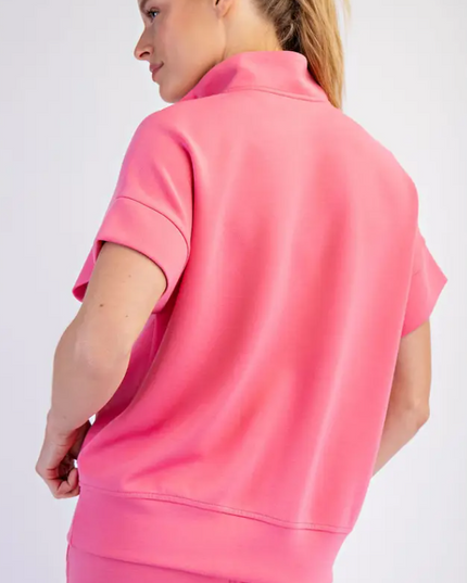 Modal Brink Pink Quarter Zip Pullover
