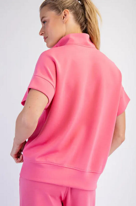 Modal Brink Pink Quarter Zip Pullover