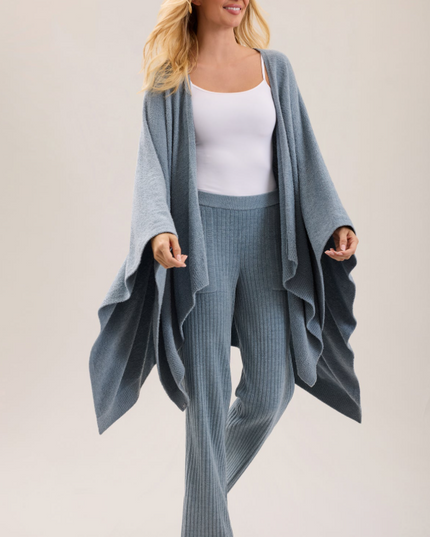 Barefoot Dreams CozyChic Lite Weekend Wrap - Blue Aura Loungewear in OS at Wrapsody
