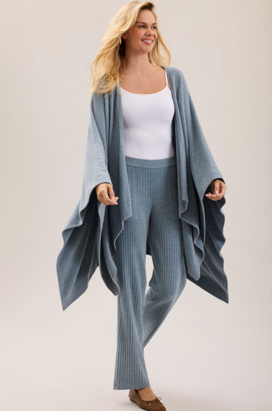 Barefoot Dreams CozyChic Lite Weekend Wrap - Blue Aura Loungewear in OS at Wrapsody