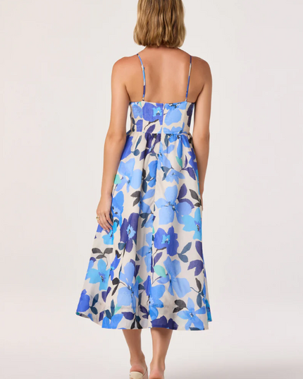Janna Floral Blue Midi Dress Dresses in at Wrapsody